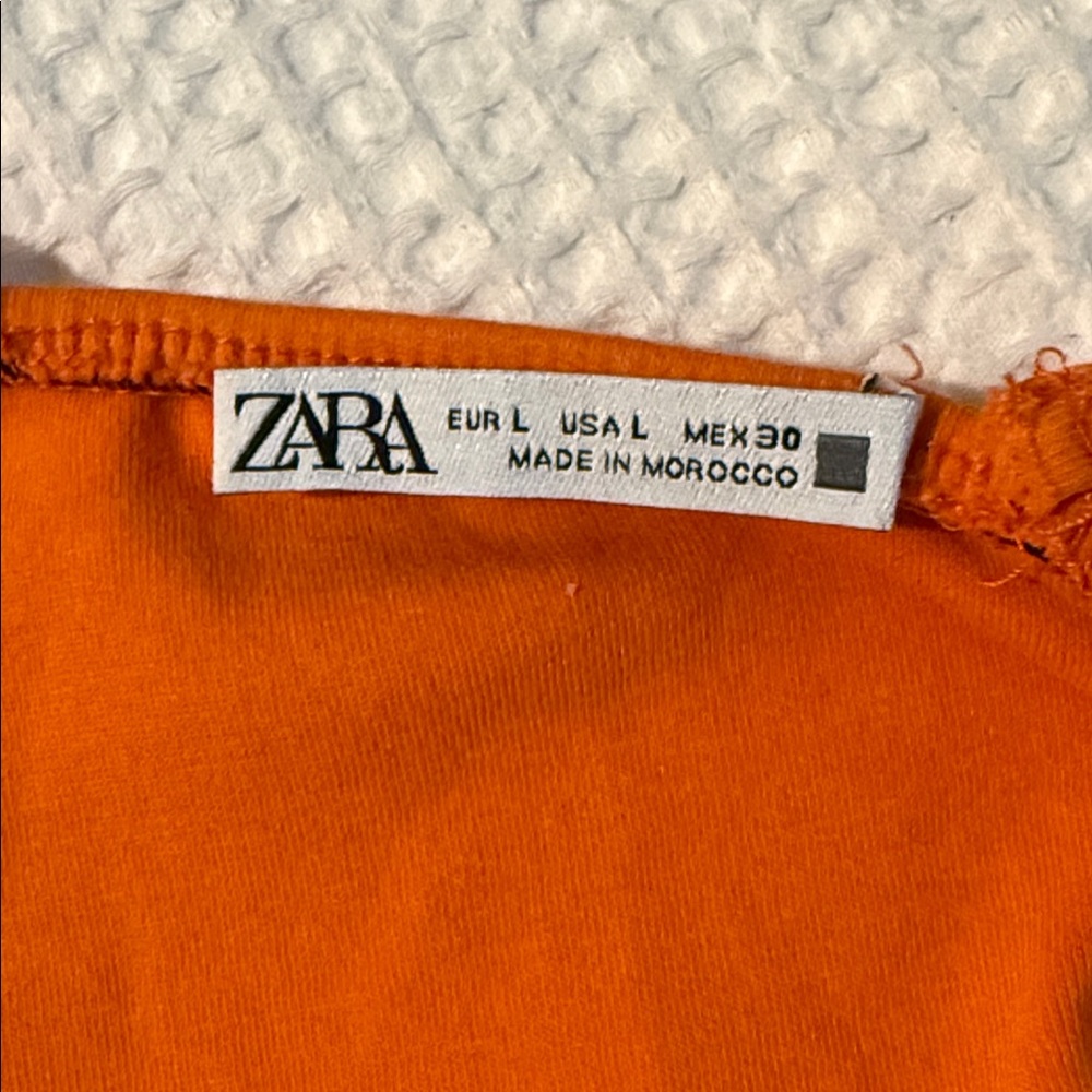 Zara Bright Orange Scoop Neck Top - Picture 2 of 4